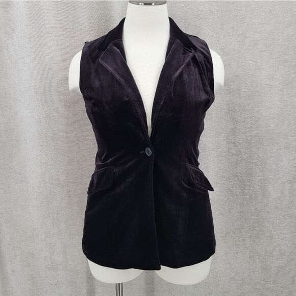 Coldwater Creek Black Velvet Vest Single Breasted Women's Plus Size 16 - Picture 2 of 13